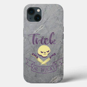 Trick or treat skull crossbones Halloween ribbon T iPhone 13 Case
