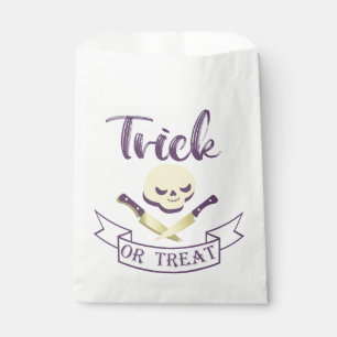 Trick or treat skull crossbones Halloween ribbon T Favour Bags