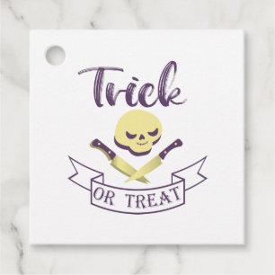 Trick or treat skull crossbones Halloween ribbon T Favour Tags