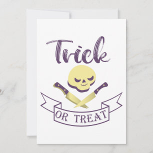 Trick or treat skull crossbones Halloween ribbon T Invitation
