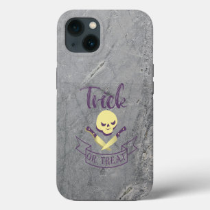 Trick or treat skull crossbones Halloween ribbon T iPhone 13 Case