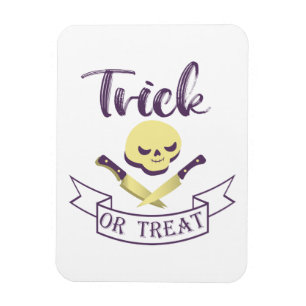Trick or treat skull crossbones Halloween ribbon T Magnet