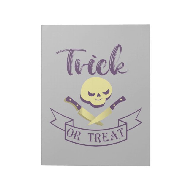 Trick or treat skull crossbones Halloween ribbon T Notepad (Rotated)