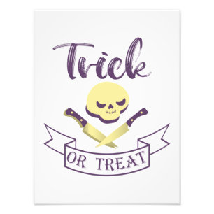 Trick or treat skull crossbones Halloween ribbon T Photo Print