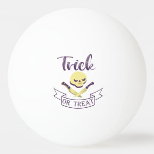 Trick or treat skull crossbones Halloween ribbon T Ping Pong Ball