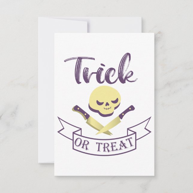 Trick or treat skull crossbones Halloween ribbon T Save The Date (Front)