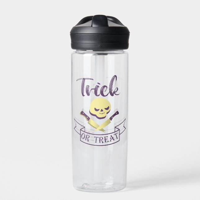 Trick or treat skull crossbones Halloween ribbon T Water Bottle (Front)