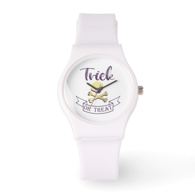 Trick or treat skull crossbones Halloween ribbon Watch (Front)