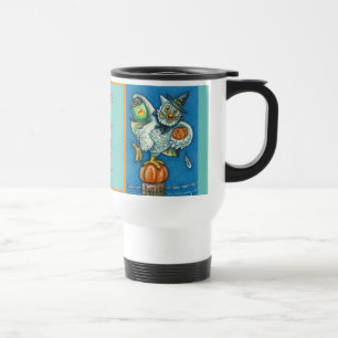 TRICK OR TREAT, SMELL MY FEET HALLOWEEN OWL, FUNNY TRAVEL MUG