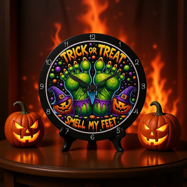 Trick Or Treat Smell My Feet Large Clock (Creator Uploaded)
