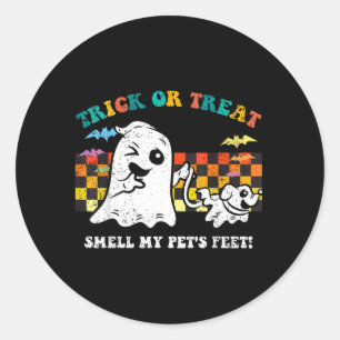 Trick Or Treat Smell Pets Feet Halloween Ghost Dog Classic Round Sticker