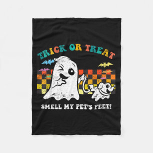 Trick Or Treat Smell Pets Feet Halloween Ghost Dog Fleece Blanket