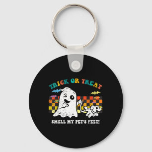 Trick Or Treat Smell Pets Feet Halloween Ghost Dog Key Ring