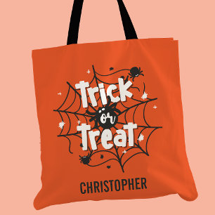 Trick or Treat Spider Web Personalised Halloween Tote Bag