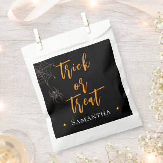 Trick or Treat Spiderweb Personalised Name - Favour Bags