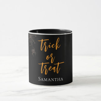 Trick or Treat Spiderweb Personalised Name - Mug