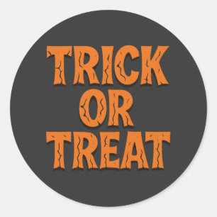 Trick Or Treat Spooky Cracked Font Halloween Classic Round Sticker