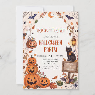  Trick or Treat Spooky Halloween costume party Invitation