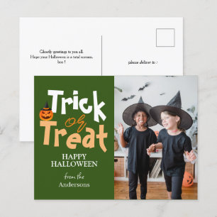 Trick or Treat Spooky Halloween Family Photo Holiday Postcard