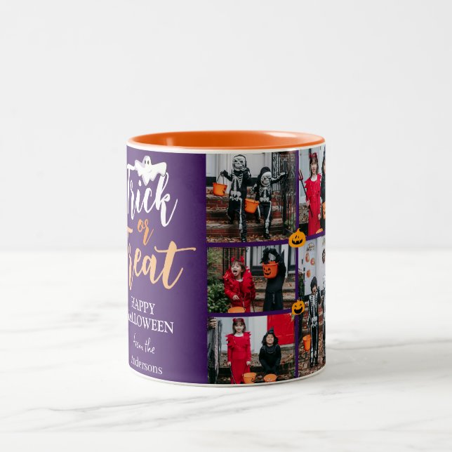 Trick or Treat | Spooky Halloween Family Photo  Two-Tone Coffee Mug (Center)