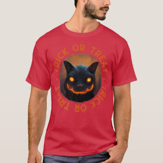 Trick or Treat Spooky Jack o Lantern Cat  T-Shirt