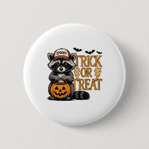 Trick Or Treat Spooky Racoon Feral Halloween Men 6 Cm Round Badge
