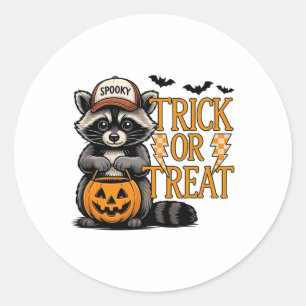 Trick Or Treat Spooky Racoon Feral Halloween Men  Classic Round Sticker