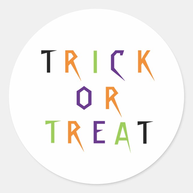 Trick or treat spooky typography Halloween fun Classic Round Sticker (Front)