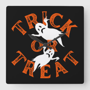 Trick Or Treat Square Wall Clock