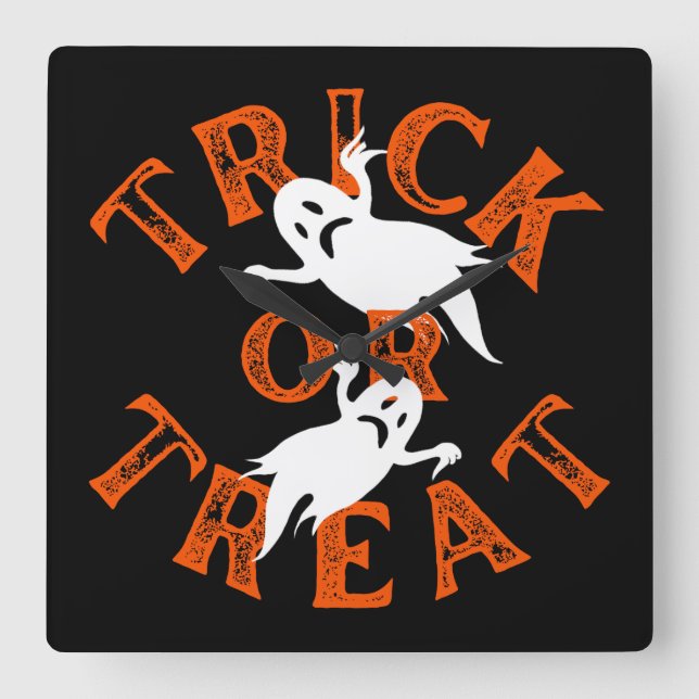 Trick Or Treat Square Wall Clock (Front)