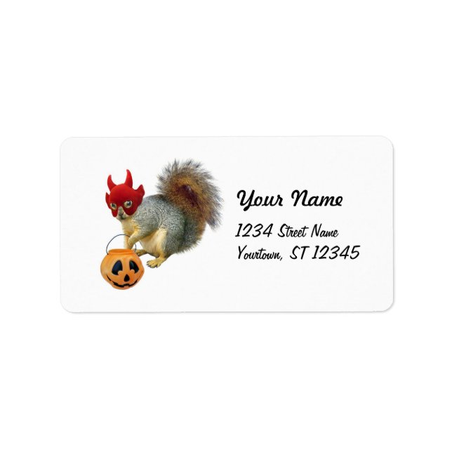 Trick-or-Treat Squirrel Address Label (Front)