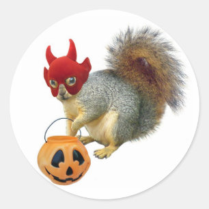 Trick or Treat Squirrel Classic Round Sticker
