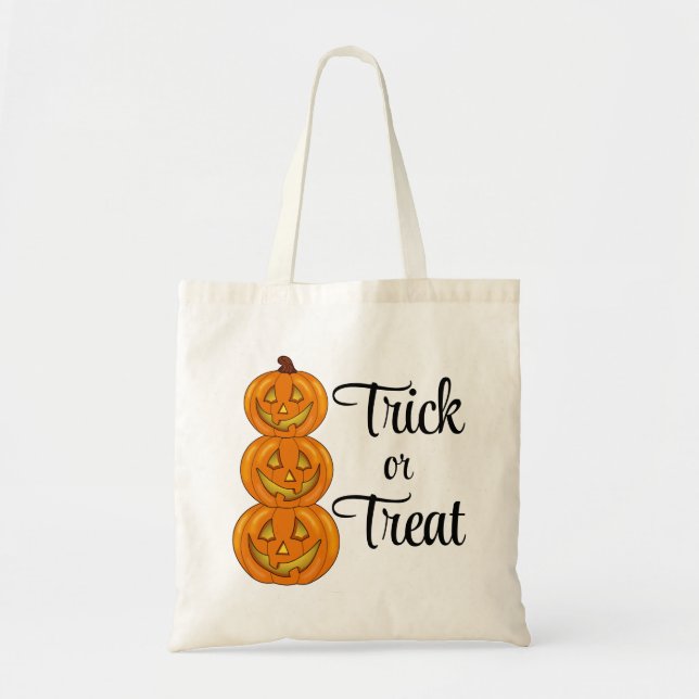 Trick Or Treat Stack Of Halloween Pumpkins Tote Bag (Front)