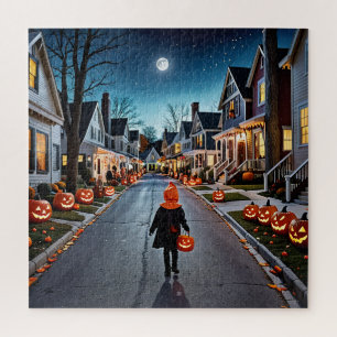 Trick or Treat Street - Whimsical Halloween Night  Jigsaw Puzzle