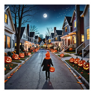 Trick or Treat Street - Whimsical Halloween Night Photo Print
