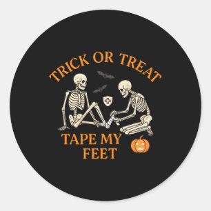 Trick Or Treat Tape Feet Athletic Trainer Classic Round Sticker