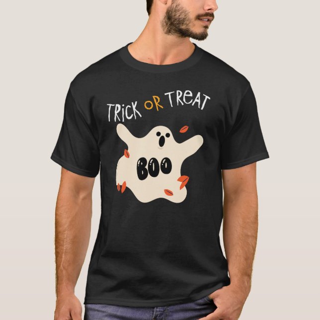Trick or treat tee fun ghost design  (Front)