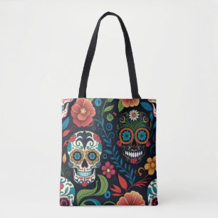 Trick or Treat Tote Bag, Sugar Skull Tote Bag