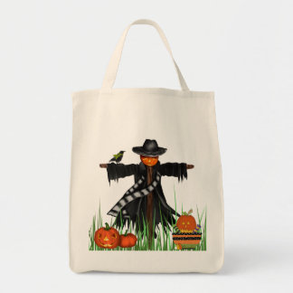 Trick or Treat Tote Bag with Pumpkins Scarecrow
