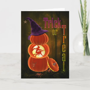 Trick or Treat Tower of Pumpkins Halloween Card