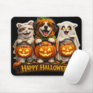 Trick-or-treat trio whimsical happy Halloween mous Mouse Mat
