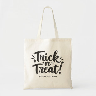Trick or Treat Typography   Kids Halloween Candy Tote Bag
