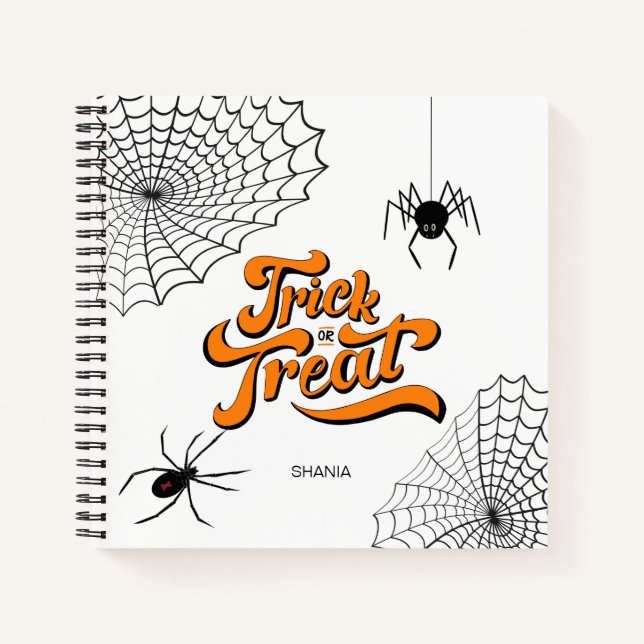 Trick or Treat Typography w/Spiders ID680 Notebook (Front)