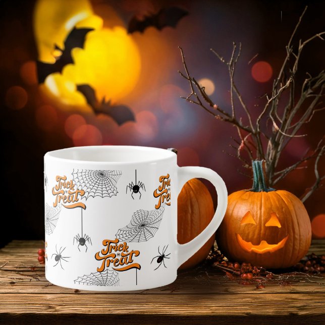 Trick or Treat Typography w/Spiders Pattern ID680 Espresso Cup (Creator Uploaded)