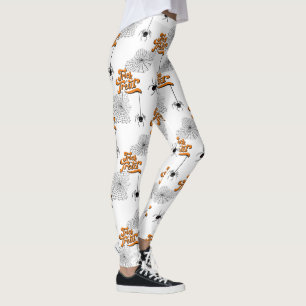 Trick or Treat Typography w/Spiders Pattern ID680 Leggings