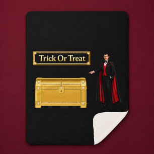 Trick Or Treat Vampire Halloween Sherpa Blanket