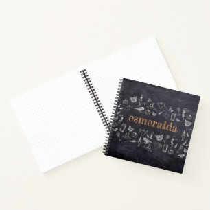 Trick or treat Vintage Chalkboard Name Halloween Notebook