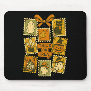 Trick Or Treat Vintage Halloween Retro Postage Sta Mouse Mat