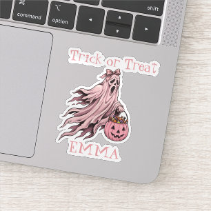Trick or Treat Vintage Pink Ghost Custom Name