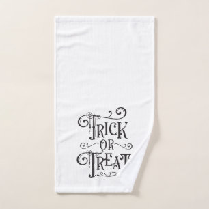 Trick or Treat Vintage Typography Type Halloween Bath Towel Set